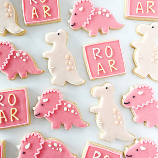 Pink or Green Dinosaur Sugar Cookie Set